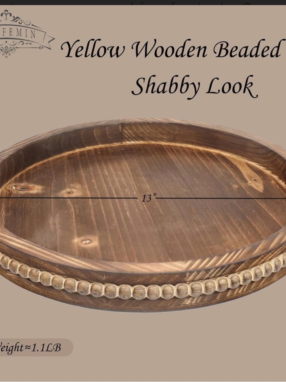 Wooden tray Decorative Accent tray 1.1 lb.